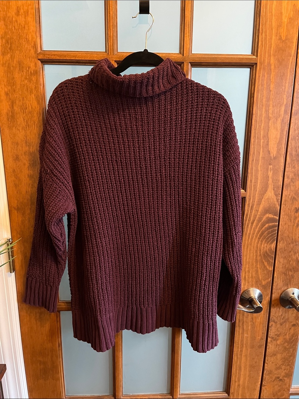 aerie Chunky Burgundy Turtleneck Sweater
